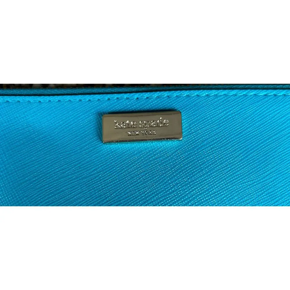 Kate Spade New York Teal Blue Leather Zip Around Wallet Wristlet